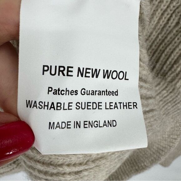 Niffi Chatsworth British Wool Suede Fisherman Shooting Sweater Elbow Patch XL - Picture 7 of 8